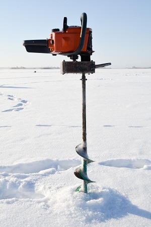 ice auger on lake