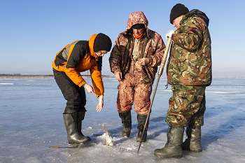 fishing buddies on ice