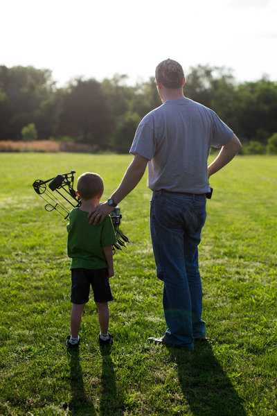 Father and son outdoors