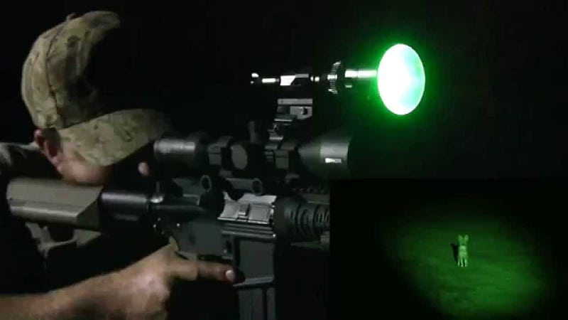 hunter using green LED light