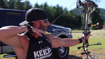 compound bow at full draw