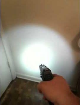 glock light aimed at the wall
