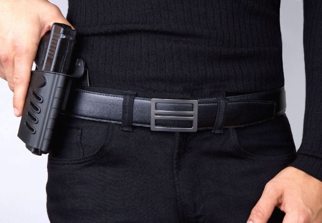 A man wearing gun belt
