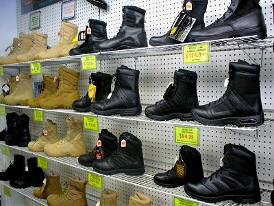 rack of tactical boots