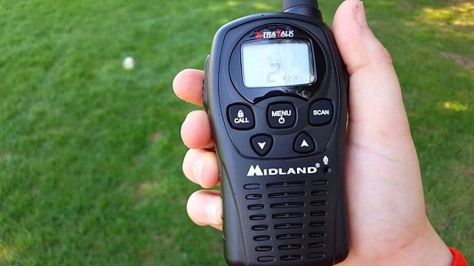 walkie talkie on hand