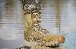wet and dirty boot