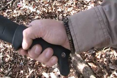 hand gripped on machete
