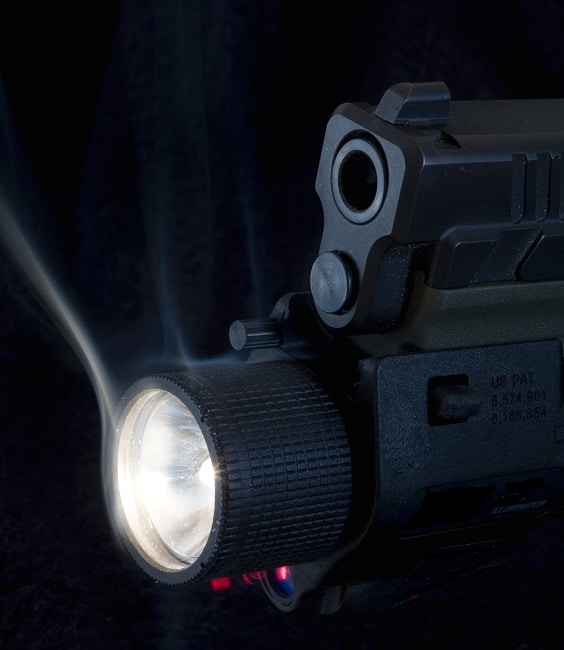 upclose installed pistol light