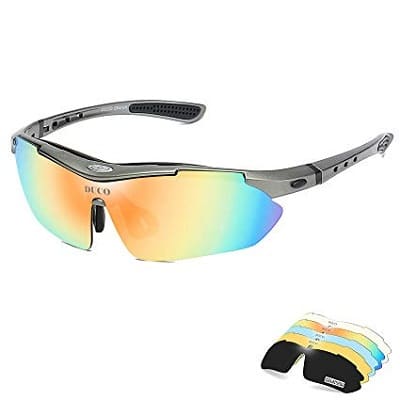 DUCO Polarized Sports Sunglasses with Interchangeable Lenses