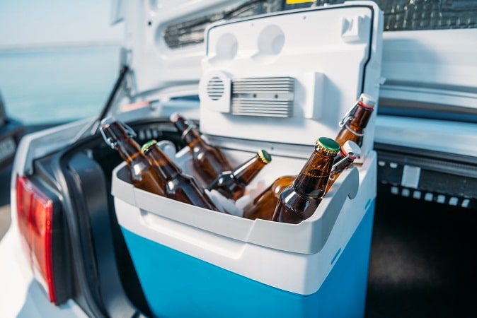 cooler with bottles