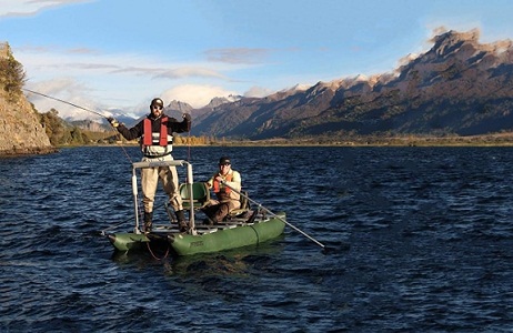 fishermen on inflatable pontoon