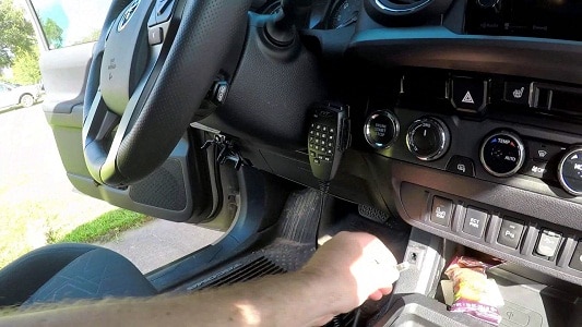 mobile ham radio by steering wheel