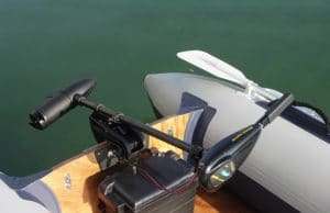 trolling motor with a battery cables