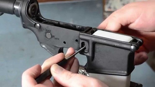 hand assembling rifle lower receiver