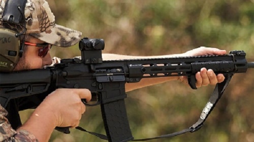hunter aiming AR15