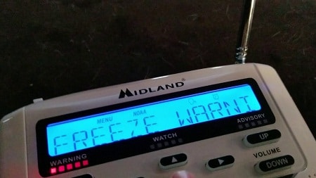 Midland WR120EZ showing warning