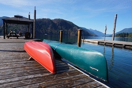 canoes upside down on deck