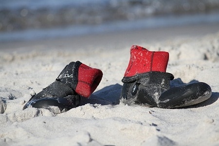 Neoprene booties on sand