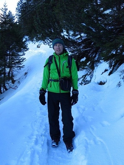 hiker on a snowy trail