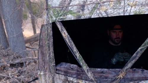 hunter stalking in a ground blind