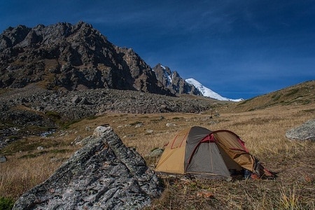 tent pitched on plateau