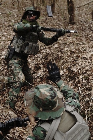 airsofters in full gear in the field