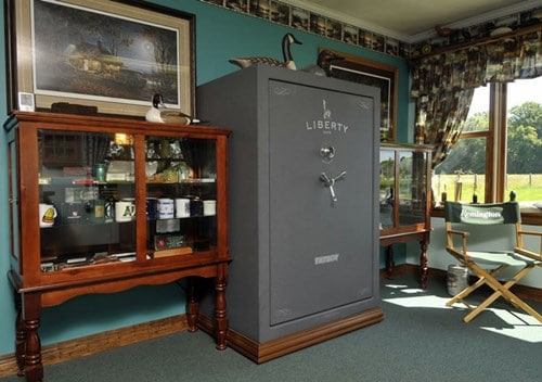 Liberty gun safe installed in the living room
