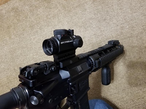 Spitfire prism scope on rifle