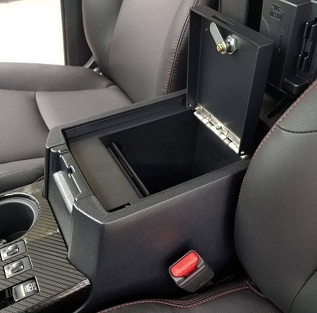 open gun safe between car seats