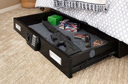 under the bed gun safe with guns and bullets