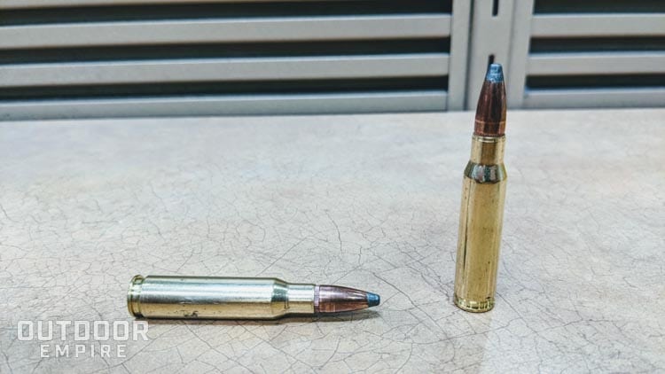 Two .308 Winchester cartridges close up