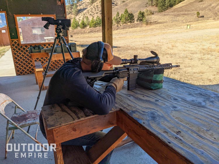 Shooting AR-10 from a sitting position