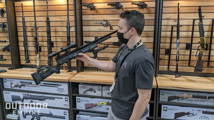 Barra pcp air rifle being held by company president
