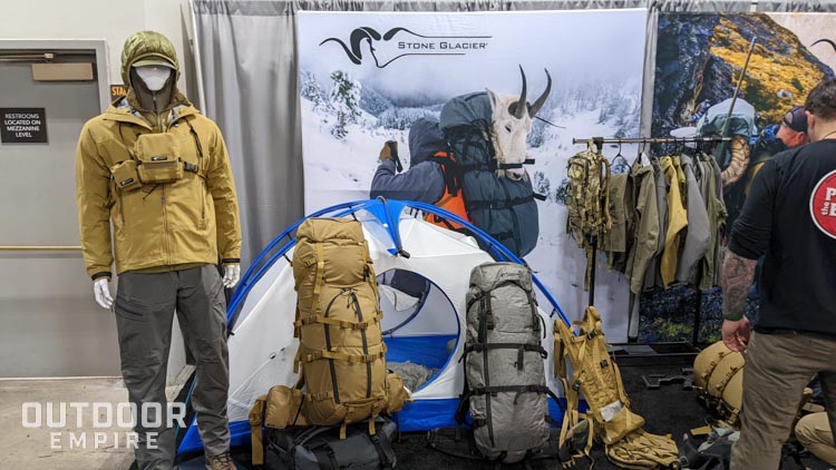 Stone glacier goat hunting apparel, packs, and tent