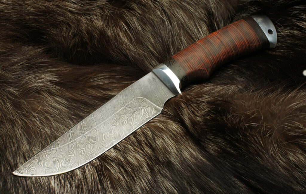 hunting knife on animal fur