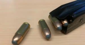 Close up 9mm parabellum bullets and magazine