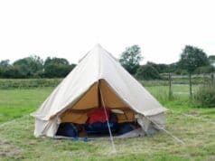 canvas tent pitched