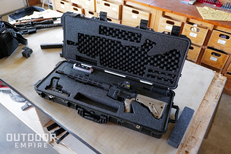 Case Club AR15 case open with rifle and pistol inside