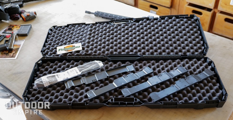 Flambeau Tactical gun case open showing divider accessories