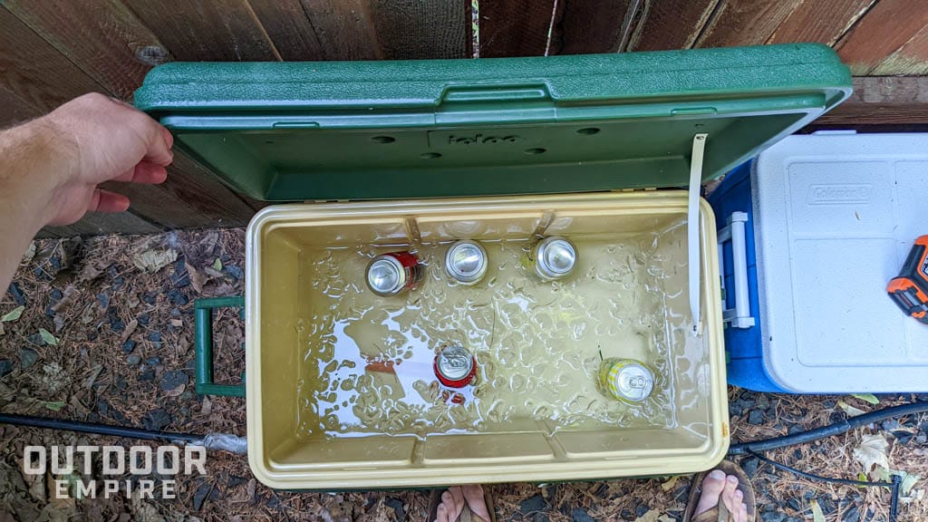 Old green and yellow cooler open