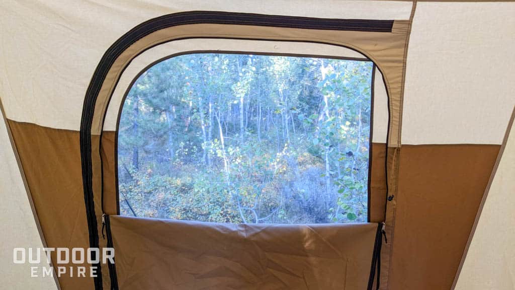 Door and window of teton mesa tent
