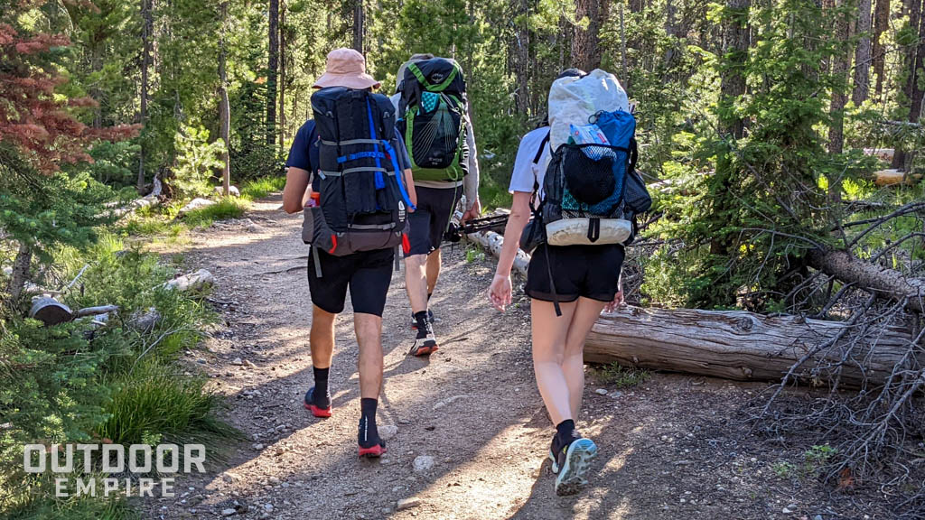 Ultralight backpackers on trail