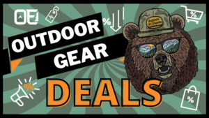 Outdoor Gear Deals graphic with bear on it