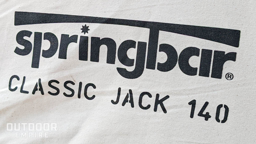 Springbar logo on classic jack 140 tent
