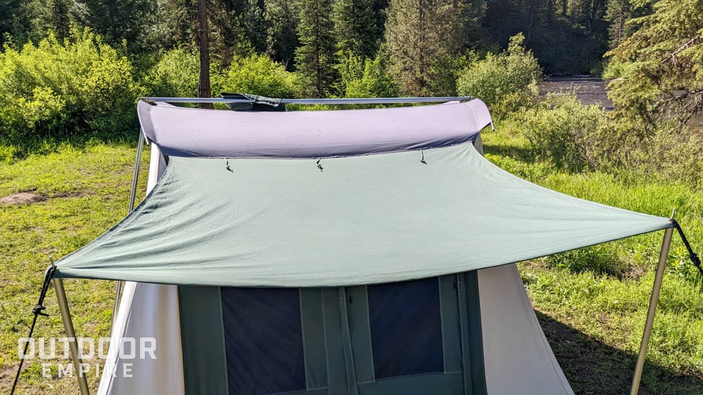 Roof and awning of white duck prota tent
