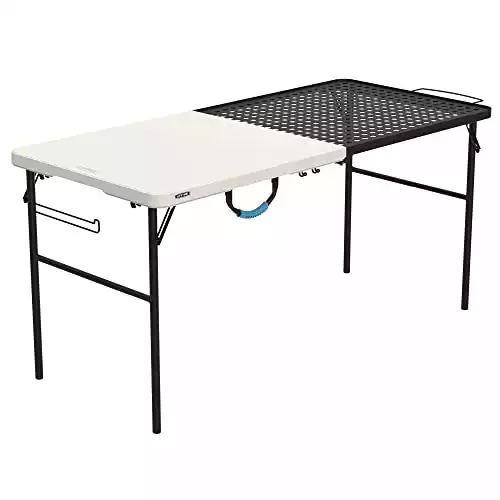 Lifetime folding table with grill rack