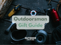 Outdoor gear on table