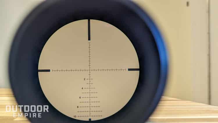 Looking through MIL reticle of an actual rifle scope