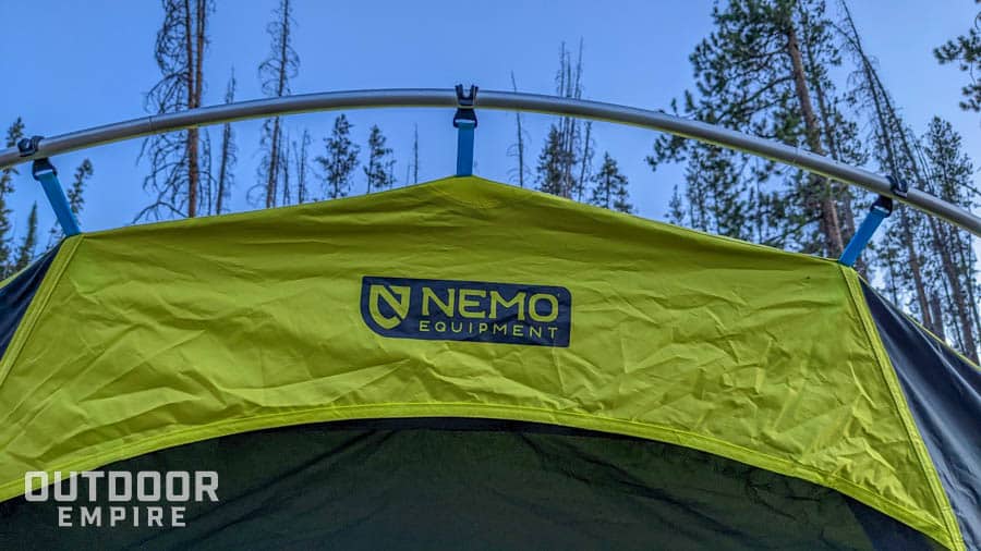 Nemo equipment logo on camping tent
