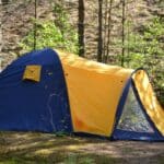 Pitched camping tent
